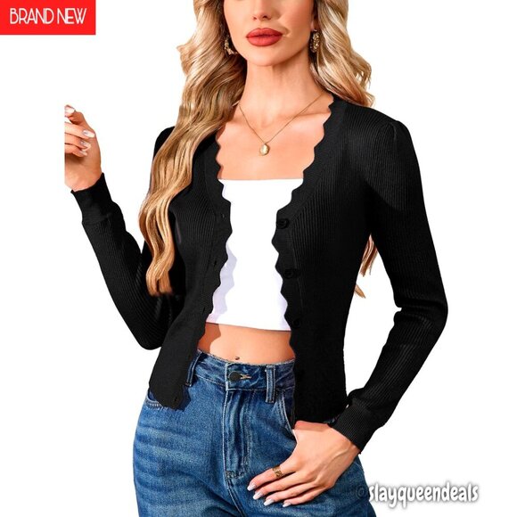 Sweaters - Long Sleeve V-Neck Knit Cardigan Slim Fit Lightweight Open Front Sweater